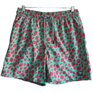 TOM & TEDDY Green and Pink Splotches UPF 50+ Quick Dry Swim Shorts Size Small